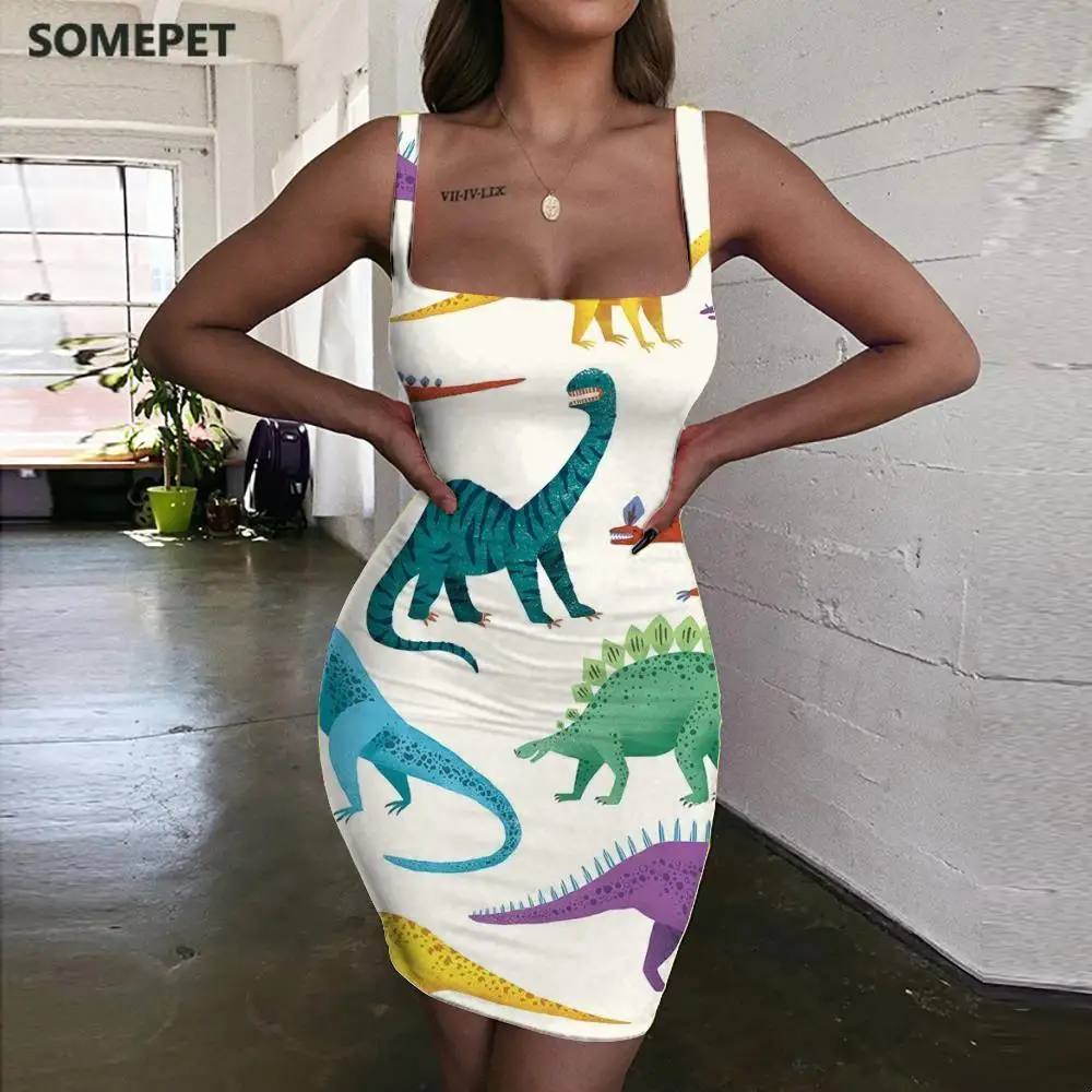 Платье женское с 3D-принтом в виде динозавра готическом стиле | Женская одежда