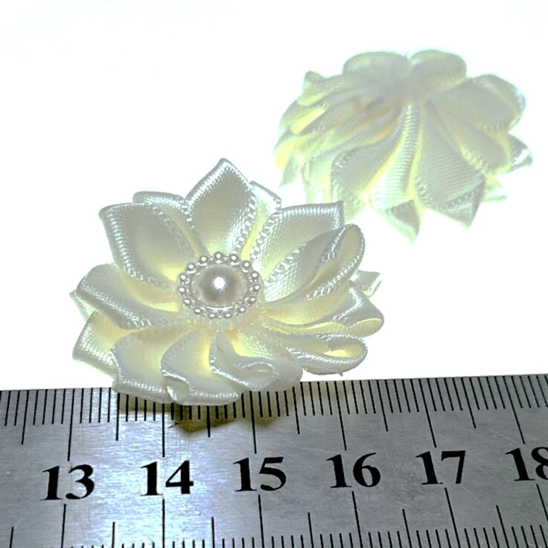 HL 20 шт 35 мм бежевая лента жемчужный цветок ручной работы Цветы Свадебные