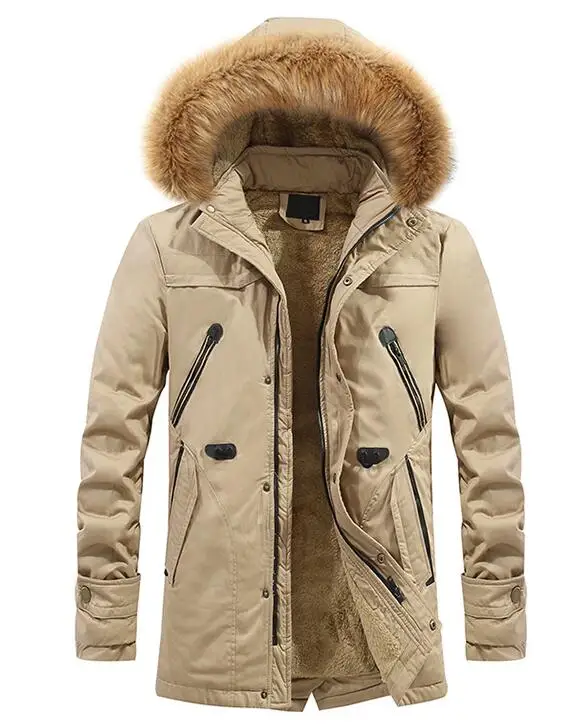 Men Warm Coat Winter Jackets Men Thicken X-Long Cotton Padded Fleece Down Parka Coat Men Outwear