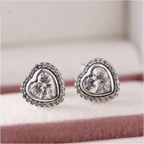 New earrings 925 Sterling Silver hearts Stud Earrings for women silver earings brinco fine jewelry Jewyuer wholesale ER001