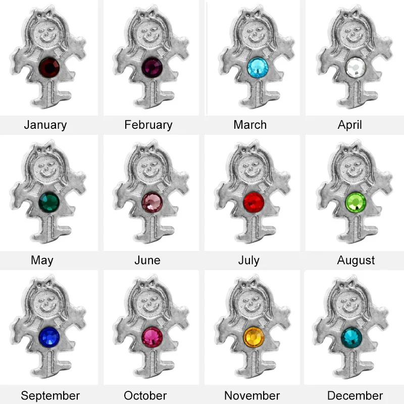 Diylocket 8 мм Плавающие Подвески для девочек подвески с камнями по месяцу рождения