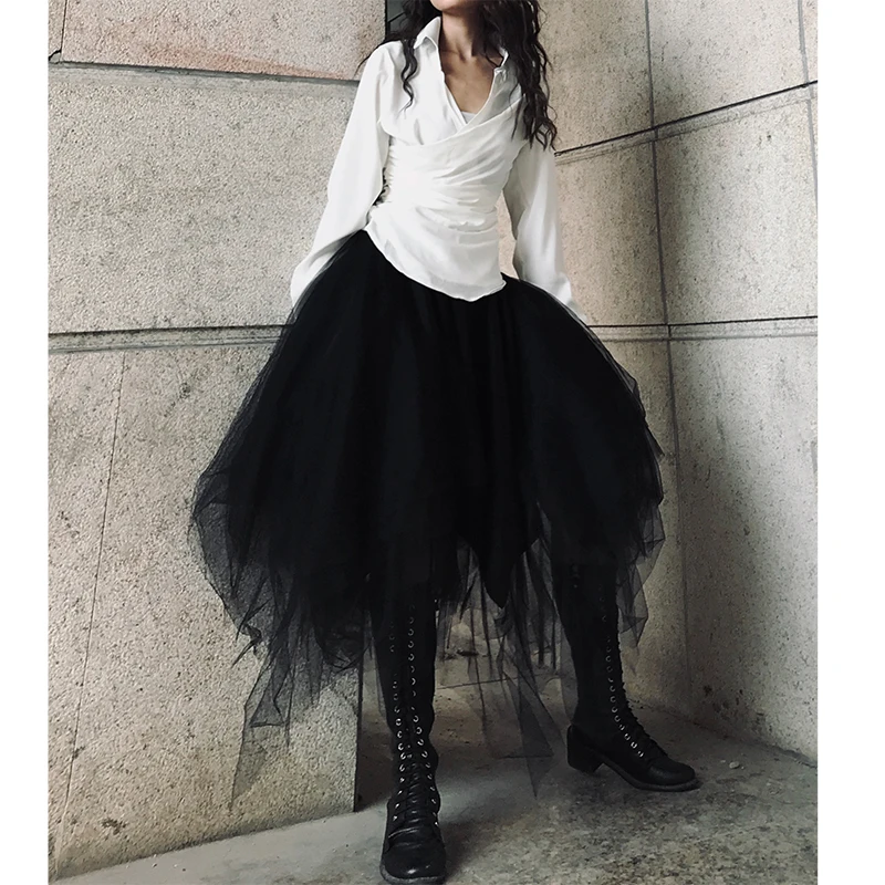 LANMREM 2020 Весенняя Новинка модная Однотонная юбка с высокой талией длинная выше