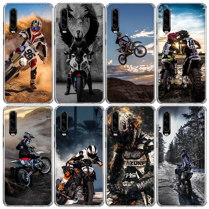 Moto Cross motorcycle sports Phone Case For Huawei P50 P40 Pro P30 Lite P20 P10 Mate 10 20 Lite 30 40 Pro Cover Coque Shell glass flip cover