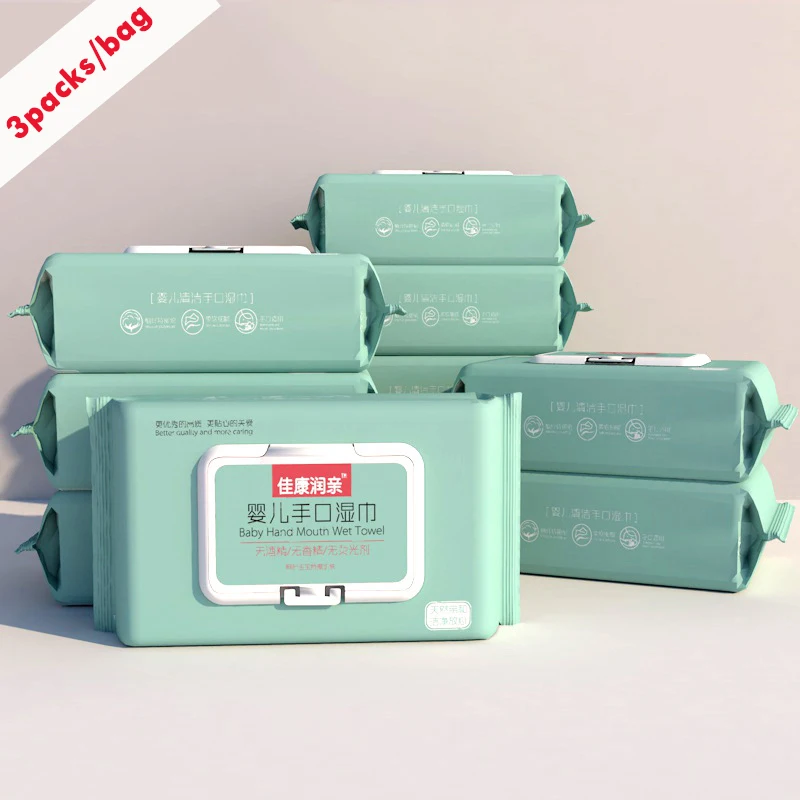 3 шт детские влажные салфетки с чехлом без запаха 80 рисов/упаковка для рук и рта