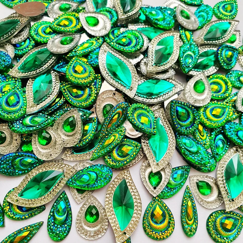 

Зеленые смешанные капли S-образной формы Diy пришить одежду стразы кристаллы драгоценные камни для детской вечевечерние танцевальный костюм