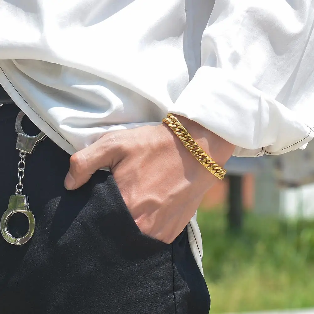 

Moda ao inoxidvel cubana pulseira masculino e feminino hip hop jias