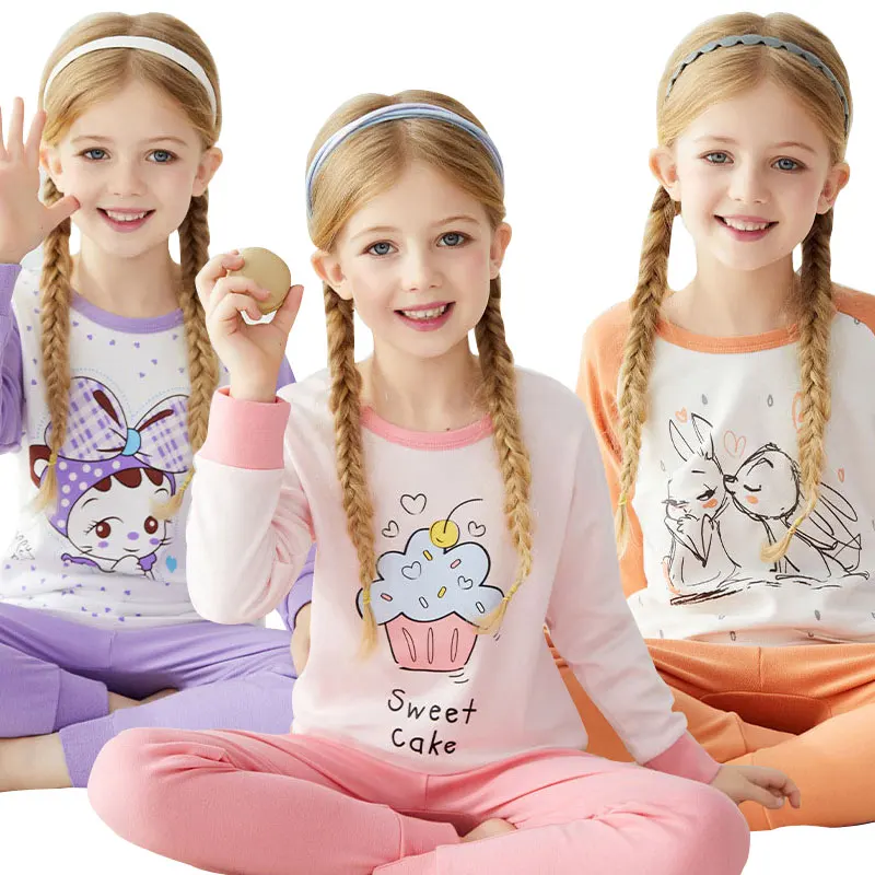 

Комплект одежды для девочек, новинка, хлопковая одежда для сна для мальчиков-подростков, детские пижамы, большой размер, милый детский домаш...