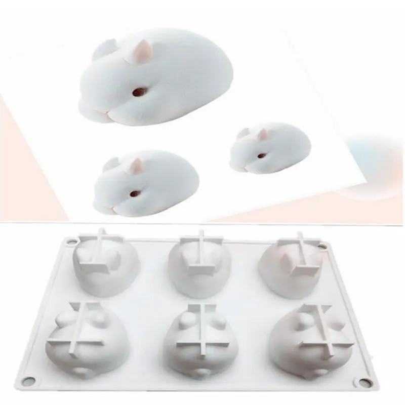 

6 Cavity Rabbit Animal Silicone Cake Mold 3D Silicon Mold Soap Mousse Form Cake Pan Bakeware Dessert Pan Decorating Baking Tool