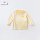 DBX15758 dave bellaОсенняя красивая футболка в полоску с рисунком для маленьких мальчиков детские топы для мальчиков, модные детские футболки