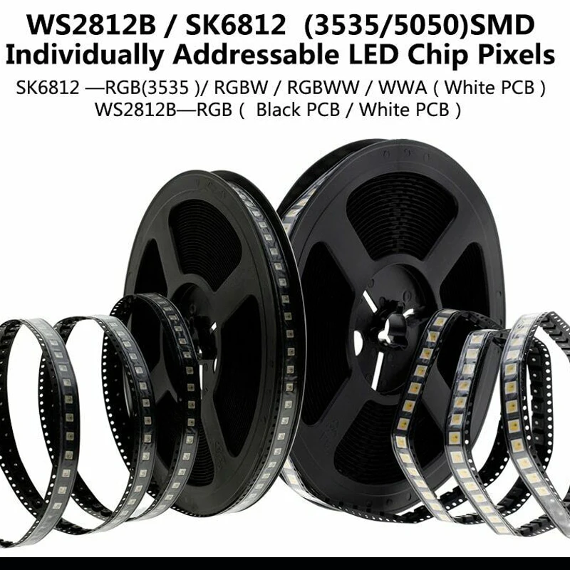 10~ 1000 шт WS2812B(4 контакта) 5050 SMD черный/белый версия WS2812B SK6812 индивидуально Адресуемая цифровая RGB RGBW светодиодный чип DC5V