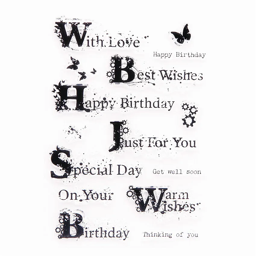 Прозрачные штампы с пожеланиями на день рождения 10 5x15 см роликовые для