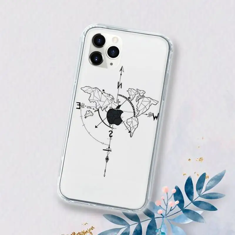 

travel Airplane world map abstract line Phone Case Transparent for iPhone 11 12 mini pro XS MAX 6 6S 8 7 Plus X 5S SE 2020 XR