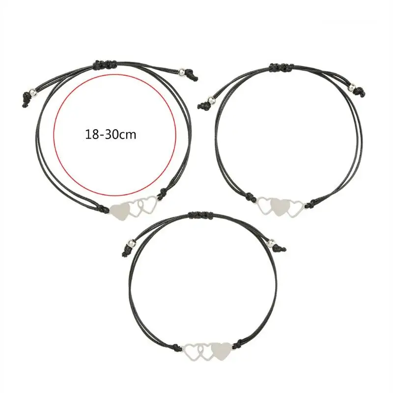 3 шт. плетеный браслет с подвесками в виде сердца |