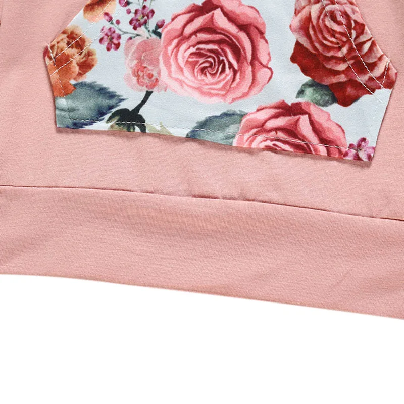 

2020 Autumn Autumn Baby Girls Long Sleeve Floral Print Hoodie Sweatshirt Tops+Pants+Headband Casual Costume Set