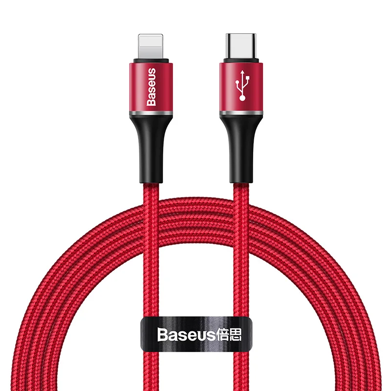 Baseus 18 Вт PD кабель для быстрой зарядки для iPhone 11 Pro Max Xs Xr usb type C для Lightning Кабель для iPhone X 8 7 Plus зарядное устройство - Цвет: Red