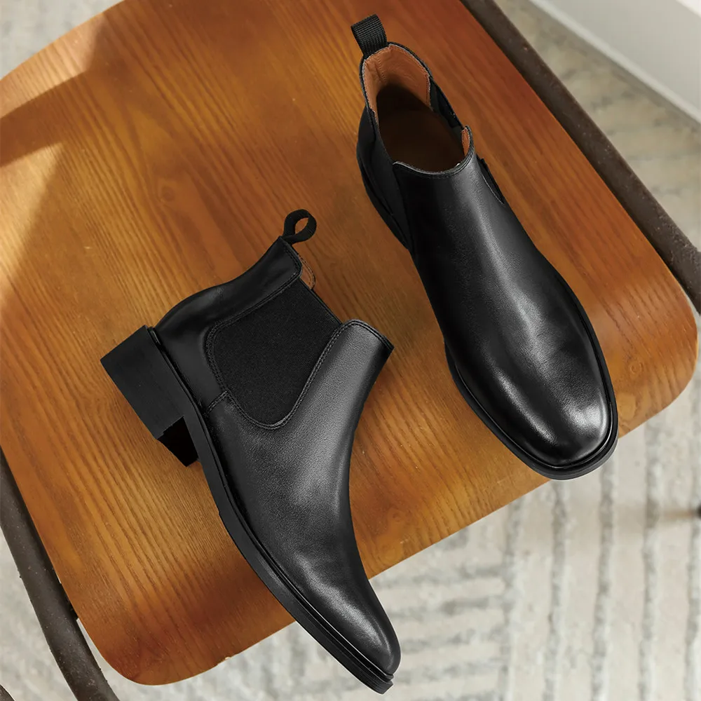 

Женские эластичные ботинки челси из натуральной кожи, мягкие удобные короткие ботинки без шнуровки, на плоской подошве, с круглым носком, по...