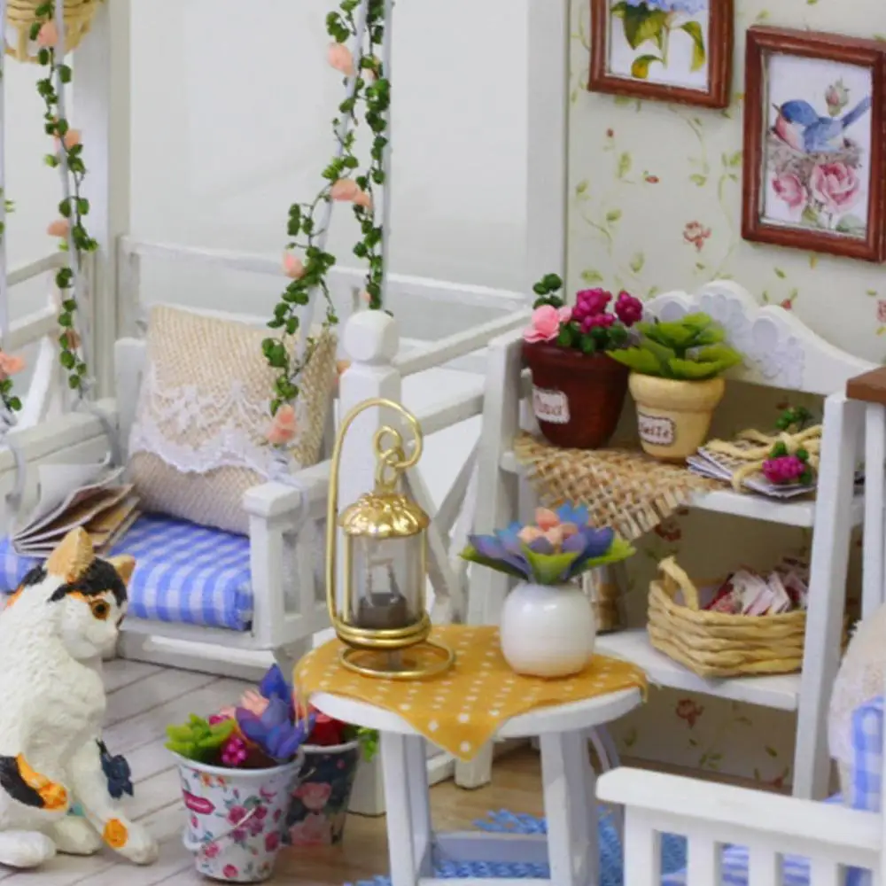 

Miniature DIY Doll House Wooden Miniatura Doll Houses Toy Furniture Kit Model Assemble For Children Gift Handmade Dollhouse T8U5