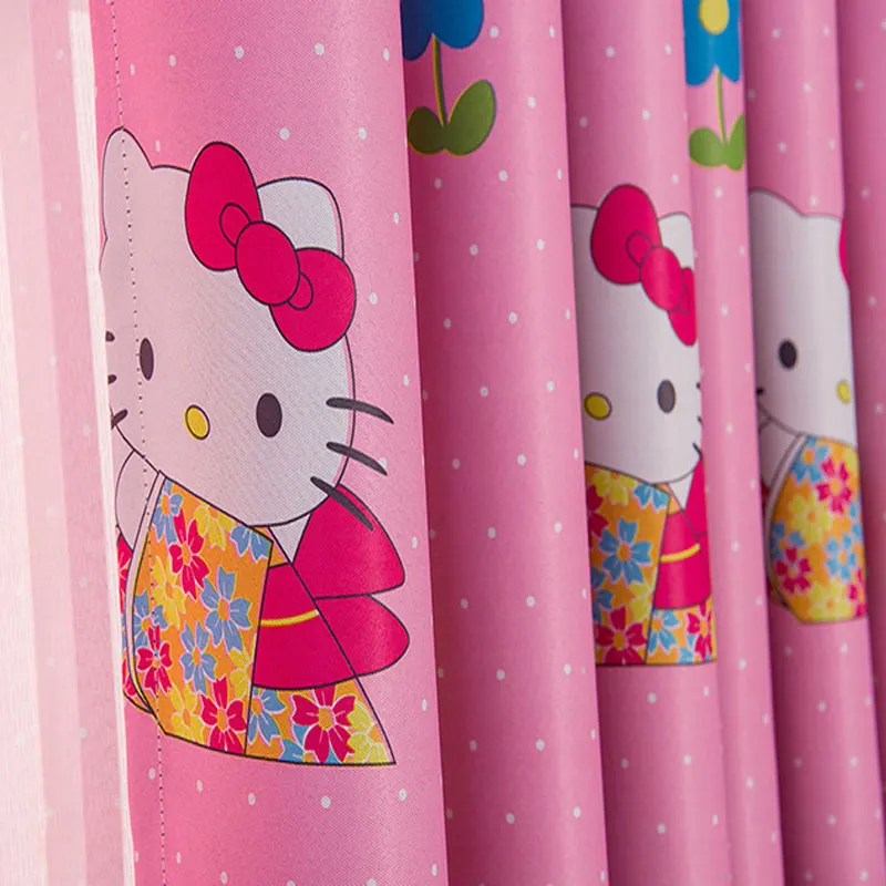 Мультфильм розовый котенок Затемняющая штора с принтом детская комната
