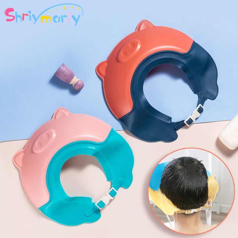 

Children Shampoo Cap Baby Soft Cartoon Bath Visor Hat Adjustable Baby Shower Protect Eye Water-proof Hair Shield Cap for Infant