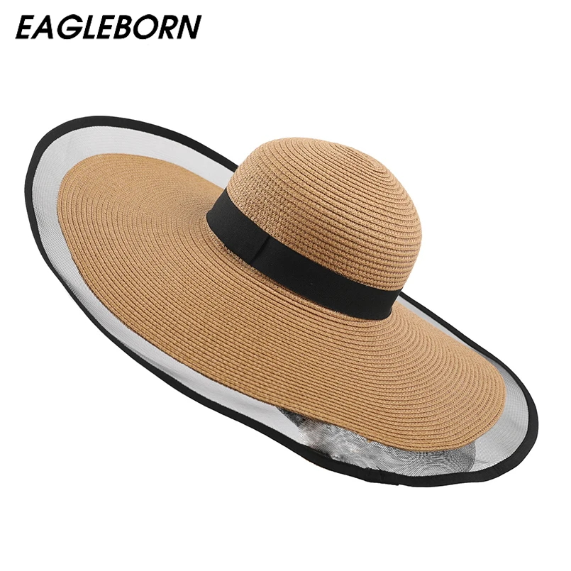 Новая женская шляпа летняя соломенная пляжная широкая широкополая с кантом