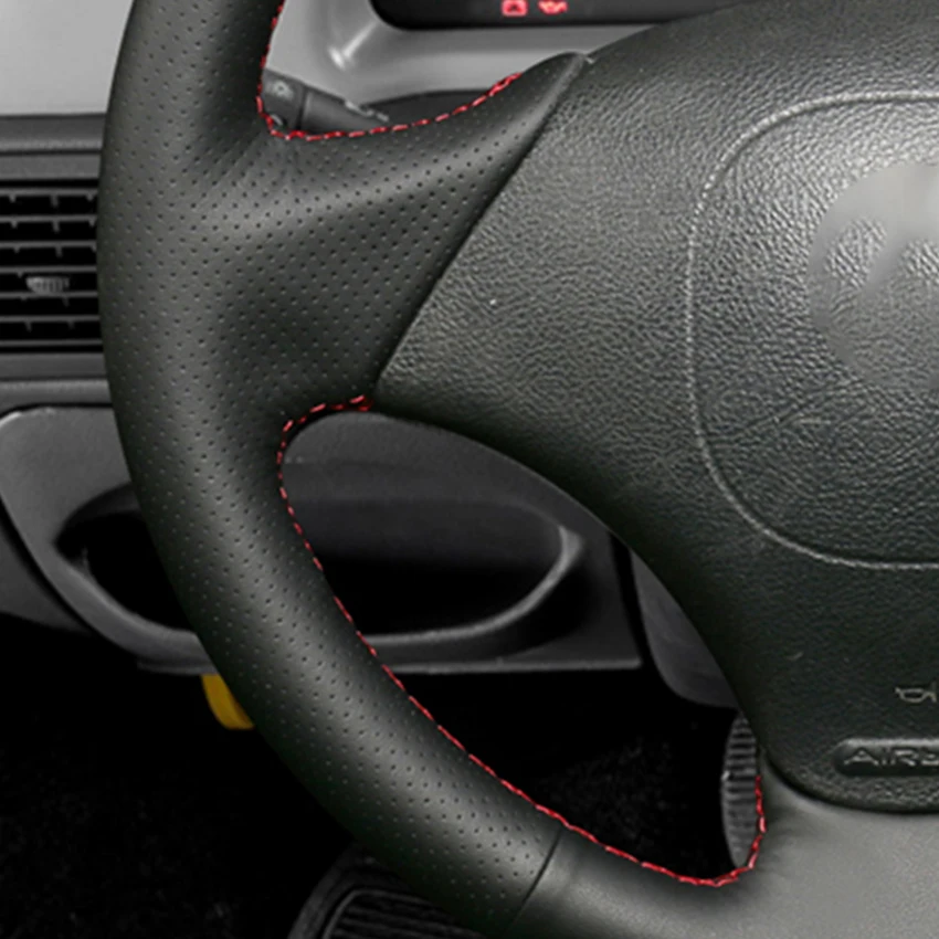 

LQTENLEO Black Genuine Leather Car Steering Wheel Cover For FIAT Fiat Albea 2002 Palio 2002-2004 Siena Weekend 2002-2005