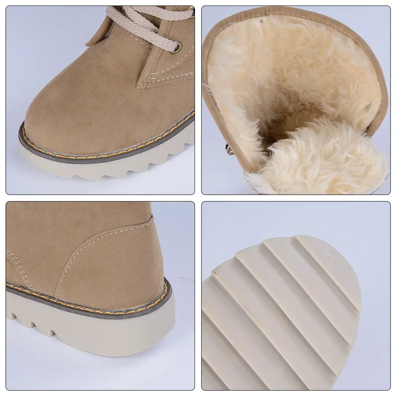 

Women Winter Fur Warm Snow Boots Ladies Warm Wool Booties Boots Female Comfortable Shoes Plus Size 35-43