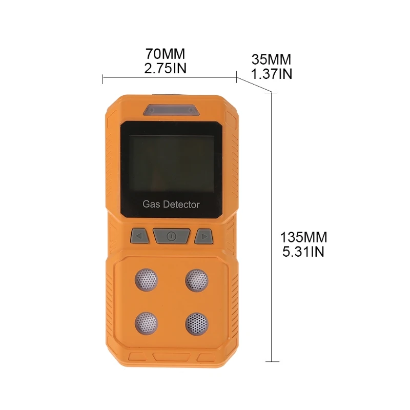 

Portable 4 Gas Detector Sound Light Vibration Multi-Gas Monitor Meter Rechargeable LCD Screen O2 CO H2S LEL Gas Senor