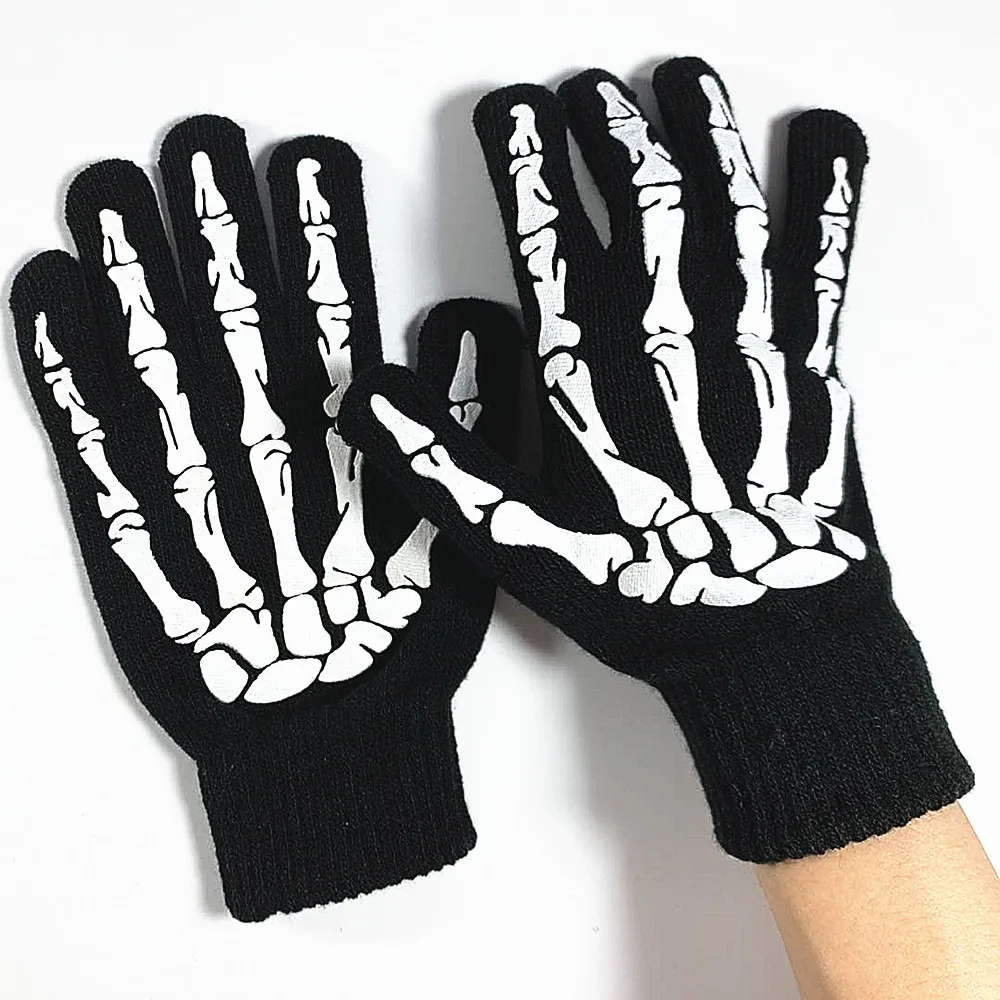 

Zawaland 2022 Halloween Adults Gloves Ghost Skeleton Printed Gloves Festivals Cosplay Props Accessories