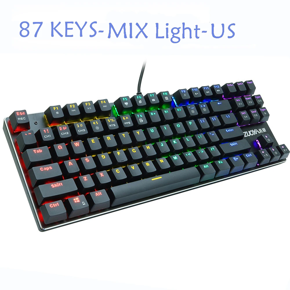ZUOYA игровая механическая клавиатура, светодиодный, с подсветкой, анти-ореолы, синий/красный/черный переключатель, Проводная игровая клавиатура, русская/английская для ноутбука - Цвет: mix light US