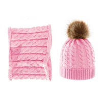 1 set baby beanie hat scarf plush ball autumn winter comfy warm fluffy pompom hat circle scarf cap scarf for festival