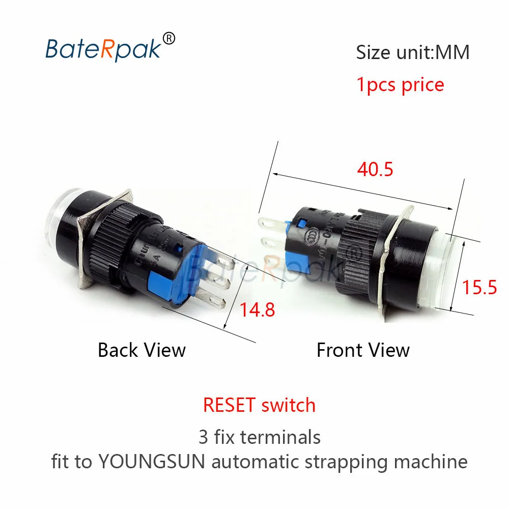 Reset Switch BateRpak красная/желтая/Зеленая кнопка полуавтоматическая обвязочная машина части, Комплектная машина переключатель кнопки части, цена 1 шт - Цвет: Reset Switch