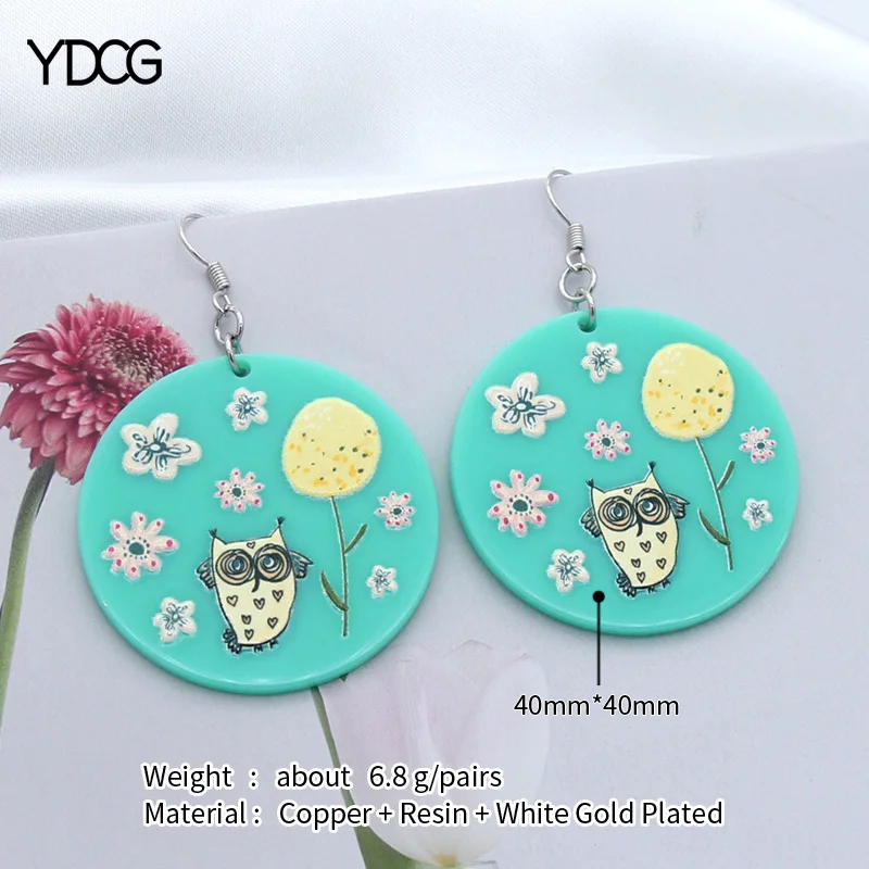 

YDCG Original Fashion Cartoon Cute Colorful Animal Resin Bear Dangle Earrings for Women Girls Birthday Gifts Lovely Jewelry