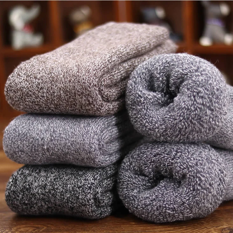 3 pairs/lot socks men winter warm wool socks Super thick medium tube cashmere thickening terry velvet socks factory wholesale