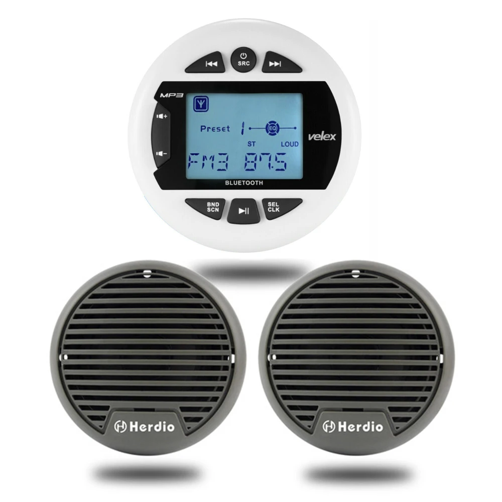 Водонепроницаемый морской Bluetooth датчик стерео радио FM AM аудио mp3 плеер + 3 дюймовый