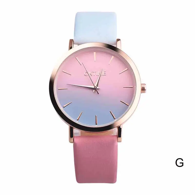

2020 Women Watches Fashion Rainbow Watches Women Gradient Watches Leather Band Quartz Watch March 8 Gifts Cheap Price Dropipping