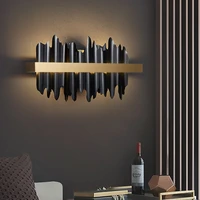 yoogee luxury gold bedside wall lamp for bedroom living room led sconce modern black decorative home indoor lighting fixture