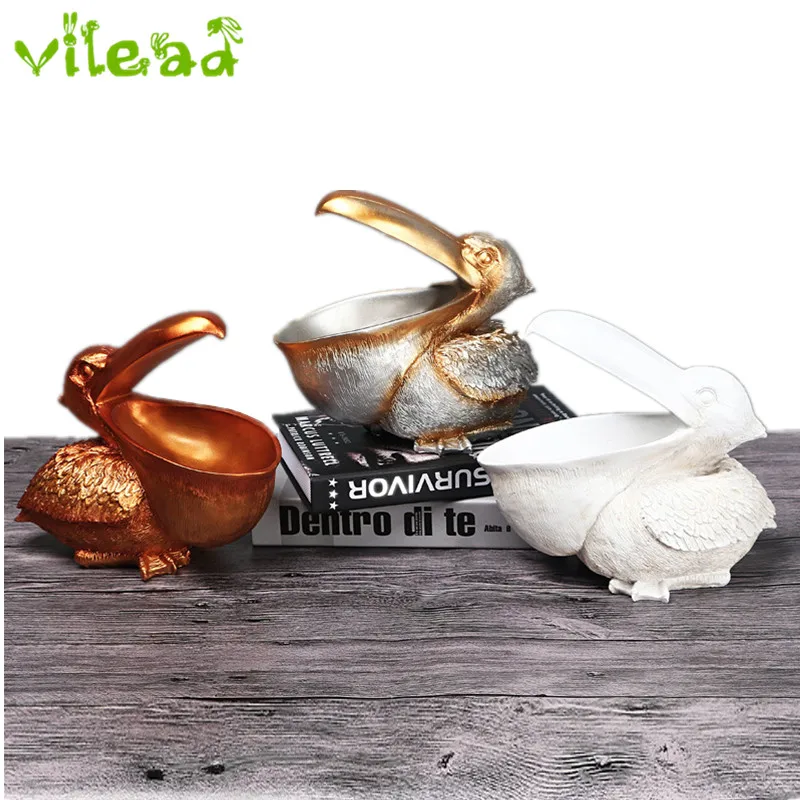 

22cm Resin Pelican Statue Key Candy Container for Home Decoration Accessories Storage Table Desk Decor Living RoomArt decoration