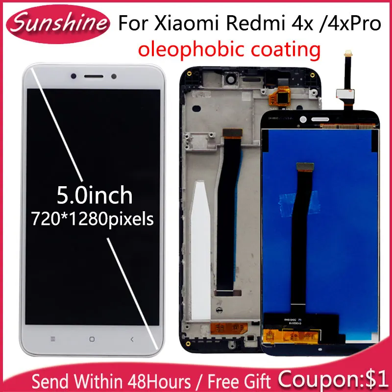 100% тестирование для Xiaomi Redmi 4X ЖК дисплей с сенсорным экраном в сборе рамкой Pro