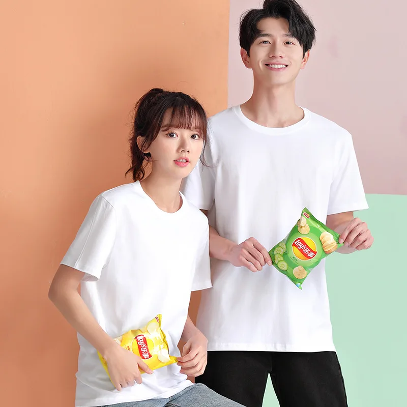 

Cotton blank round neck T-shirt men's and women's casual short-sleeved t-shirt