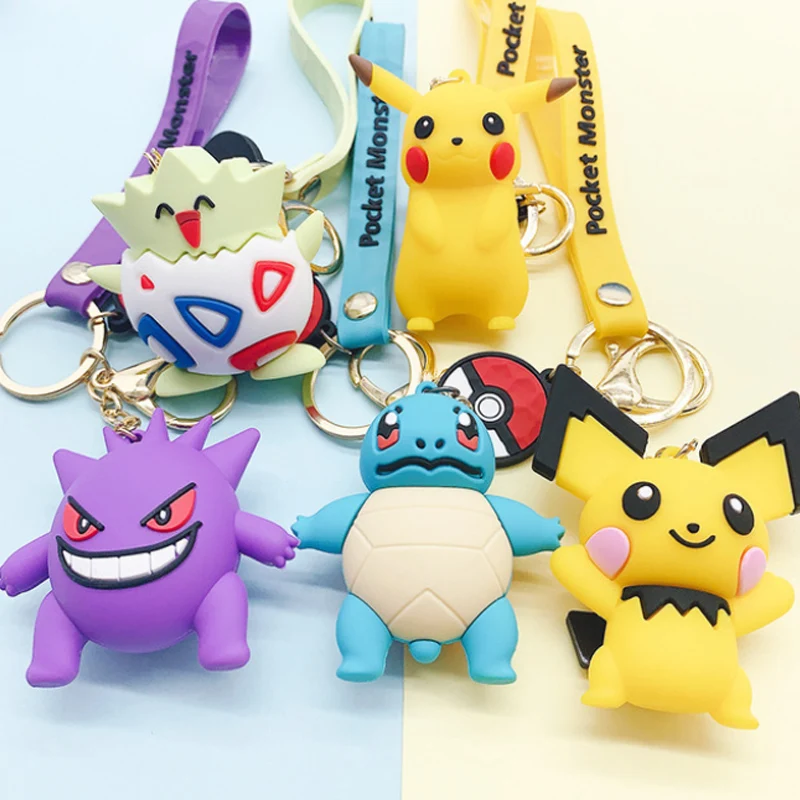 3D Аниме Фигурка Pokemon Go брелок милый Пикачу кольцо для ключей с игрушкой орнамент подвеска брелок для ключей детский брелок подарок
