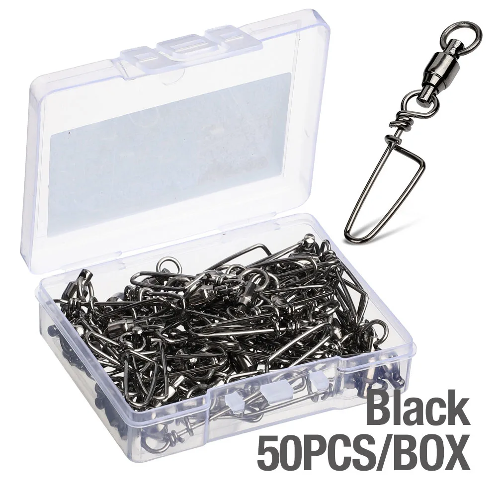 50 Pcs Black DONQL 10/20/50 шт рыболовные Вертлюги разъем шариковый подшипник оснастки 0#6# Вращающийся шарнир для рыболовный крючок Приманка для карпа на рыбалку аксессуары - Цвет: 50 Pcs Black