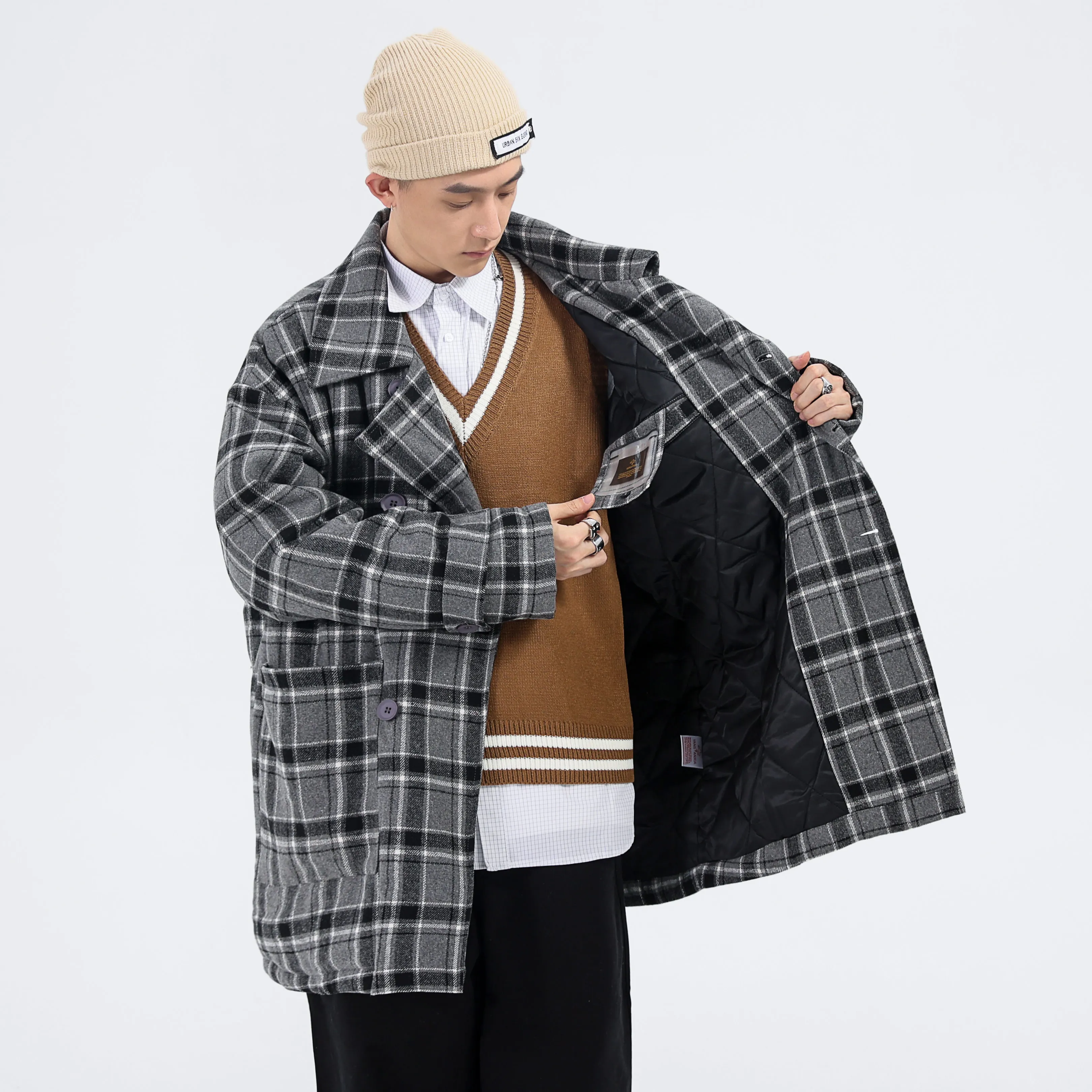 

Мужское зимнее пальто из хлопка и шерсти, новинка 2021