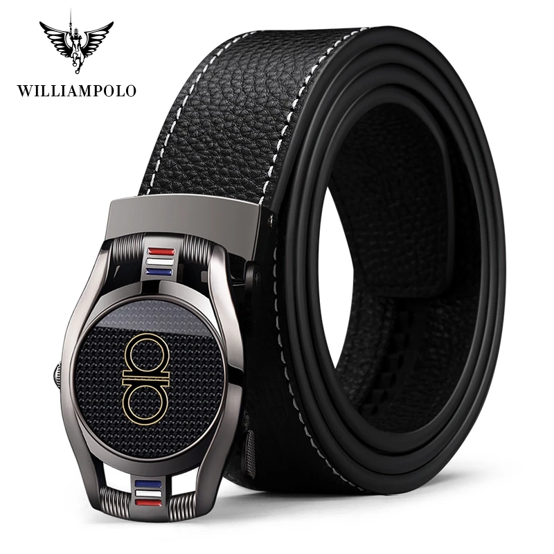 Williampolo Men's leather Belts Genuine Leather Belt Fashion Alloy Automatic Buckle Belt Original Brand Belt PL18319P