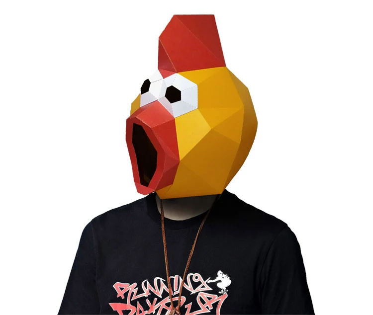 

Pre Cut Paper Mask 3d Shrilling Chicken Halloween Costume Cosplay DIY Paper Craft Model Mask Christmas