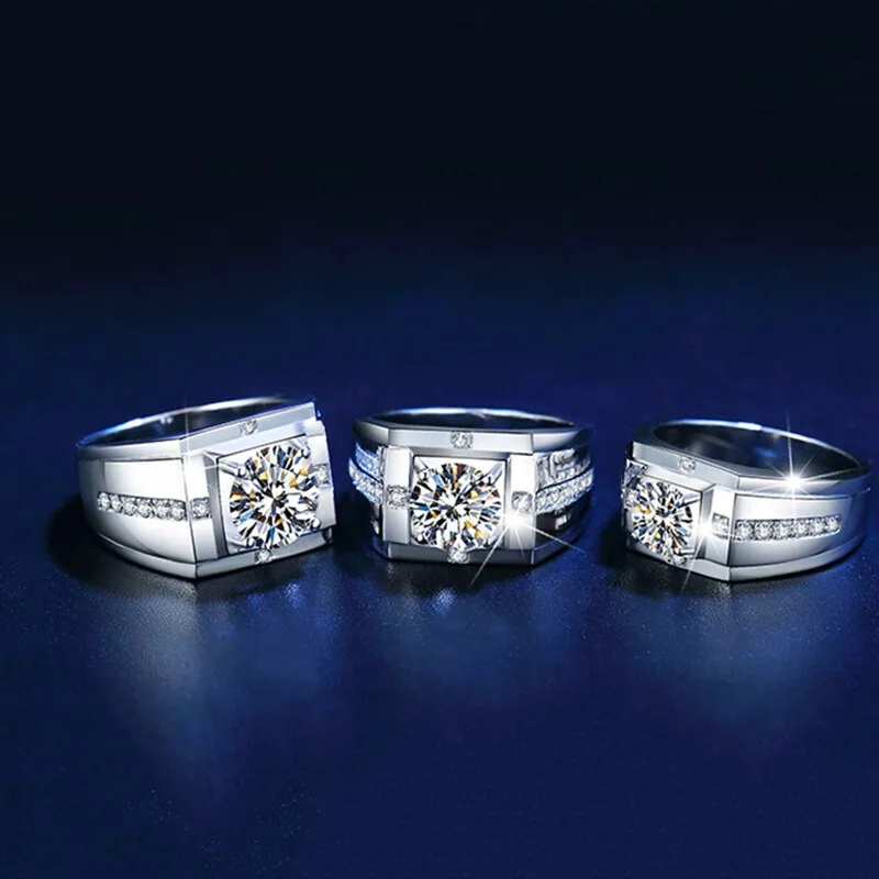 

Nobility Imitation Moissanite Men Ring Sparkling Zircon Man Rings Jewelry Platinum Plating Fine Accessories Fashion Ornament