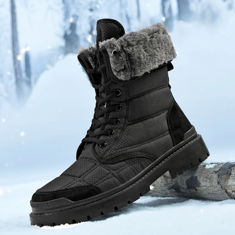 Plus Size Men Winter Snow Boots Waterproof Leather Sneakers Super Warm Keep Warm Men's Boots Outdoor Male Hiking Boots