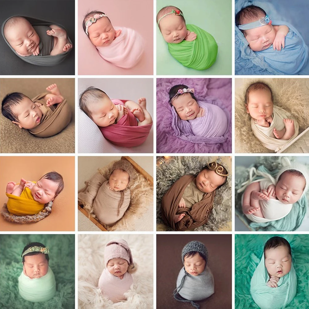 

11 color Newborn Photography Props Baby Wraps Photo Shooting Accessories Photograph Studio Blanket Backdrop Elastic Fabric