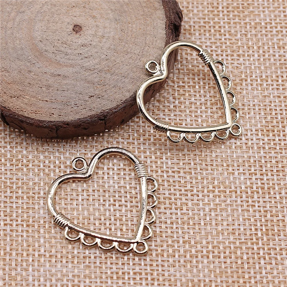 

4Pcs 27x30mm High Quality Kc Gold Color Heart Earring Connector For DIY Jewelry Making DIY Handmade Jewelry
