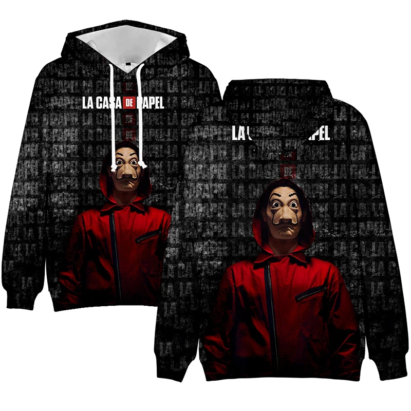 

Толстовка La Casa De Papel 3D для мужчин и женщин, уличная одежда, модные худи, пуловеры с индивидуальным дизайном и принтом, популярный свитшот в ст...