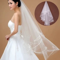 luxurious one layer lace edge wedding veil red white short bridal veil wedding events bridal hair 2022